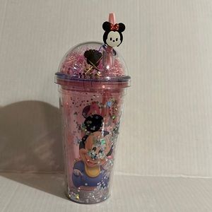 Mickey and minnie mouse 3D Tumbler Light up cup with straw-pink